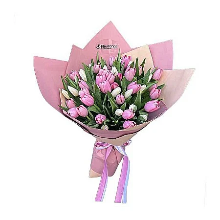 buchet lalele roz si albe