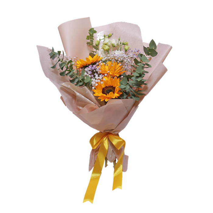 Buchet 3 Flori de Floarea-Soarelui, Gypsophila și Lisianthus [1]