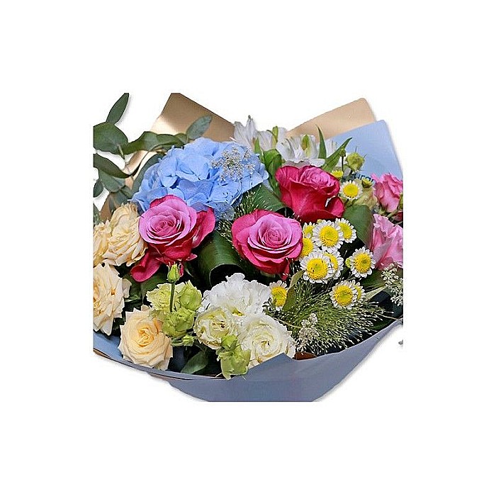 Buchet Hope – Hortensie, trandafiri roz, lisianthus și flori de sezon [2]
