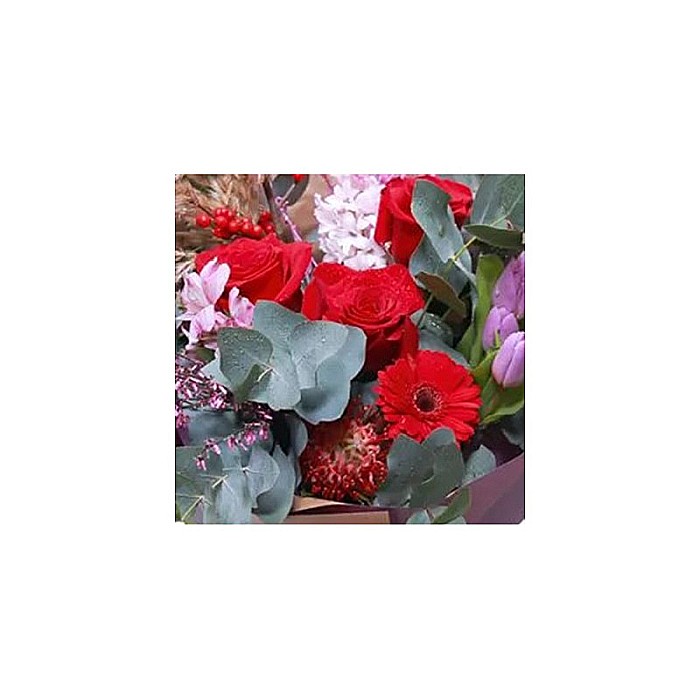 Buchet Lila and Red – Trandafiri, Lalele, Zambile și Germini [2]