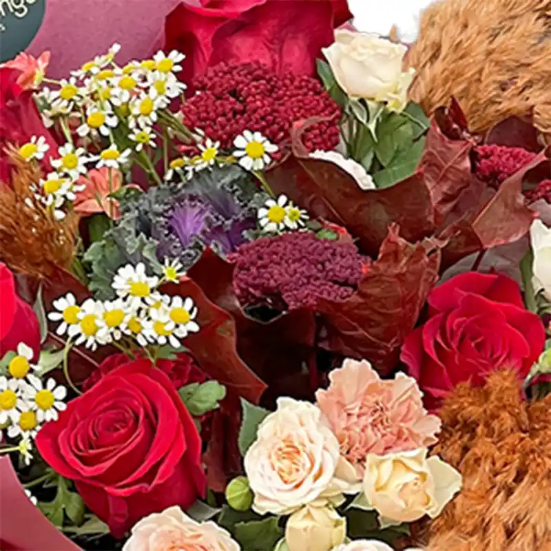 Buchet Toamna Magica – dalii, pampas, achillea, trandafiri cappuccino, Fleurange Baia Mare [2]