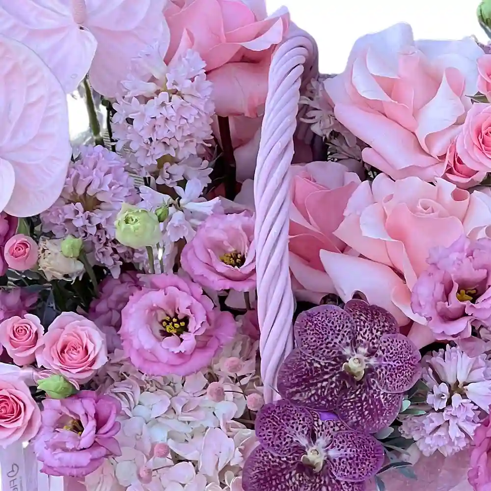 Cos cu Flori Rosalie – vanda, trandafiri, hortensie roz, Fleurange Baia Mare [2]