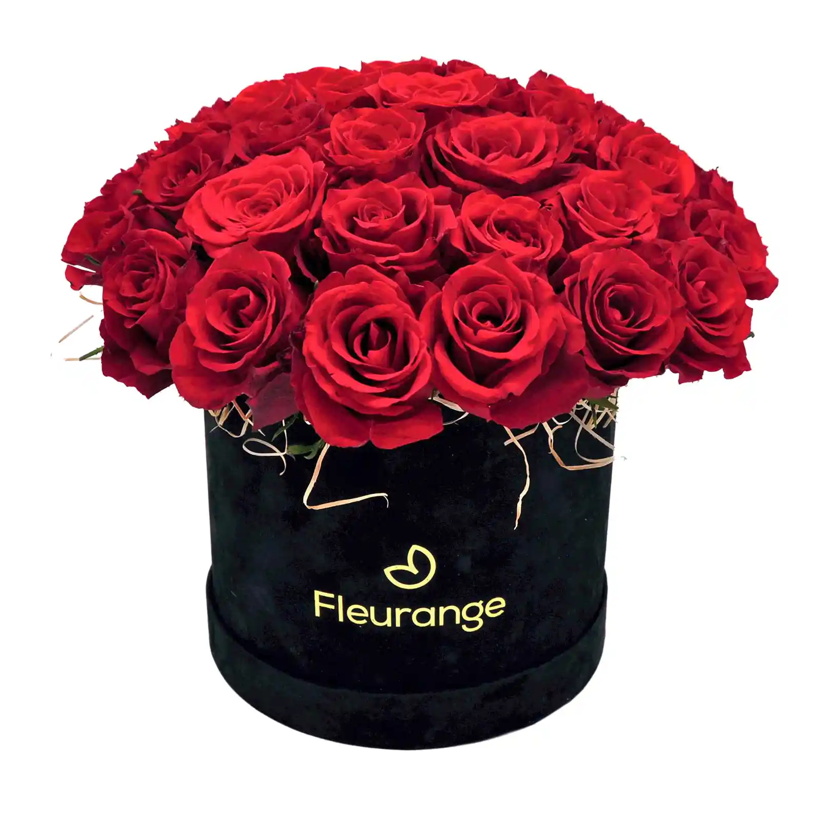 Aranjament 40 Trandafiri Rosii – cutie rotunda Fleurange Baia Mare