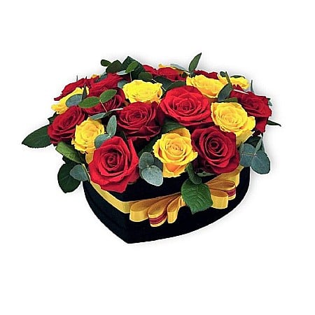 Aranjamente Florale - Aranjament cu Trandafiri Rosu si Galben