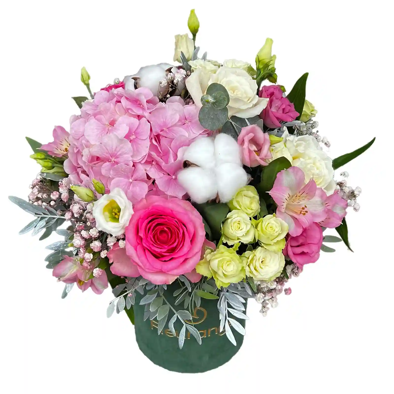 Aranjament Floral Adorable – Hortensie, Trandafiri si Lisianthus, Fleurange Baia Mare