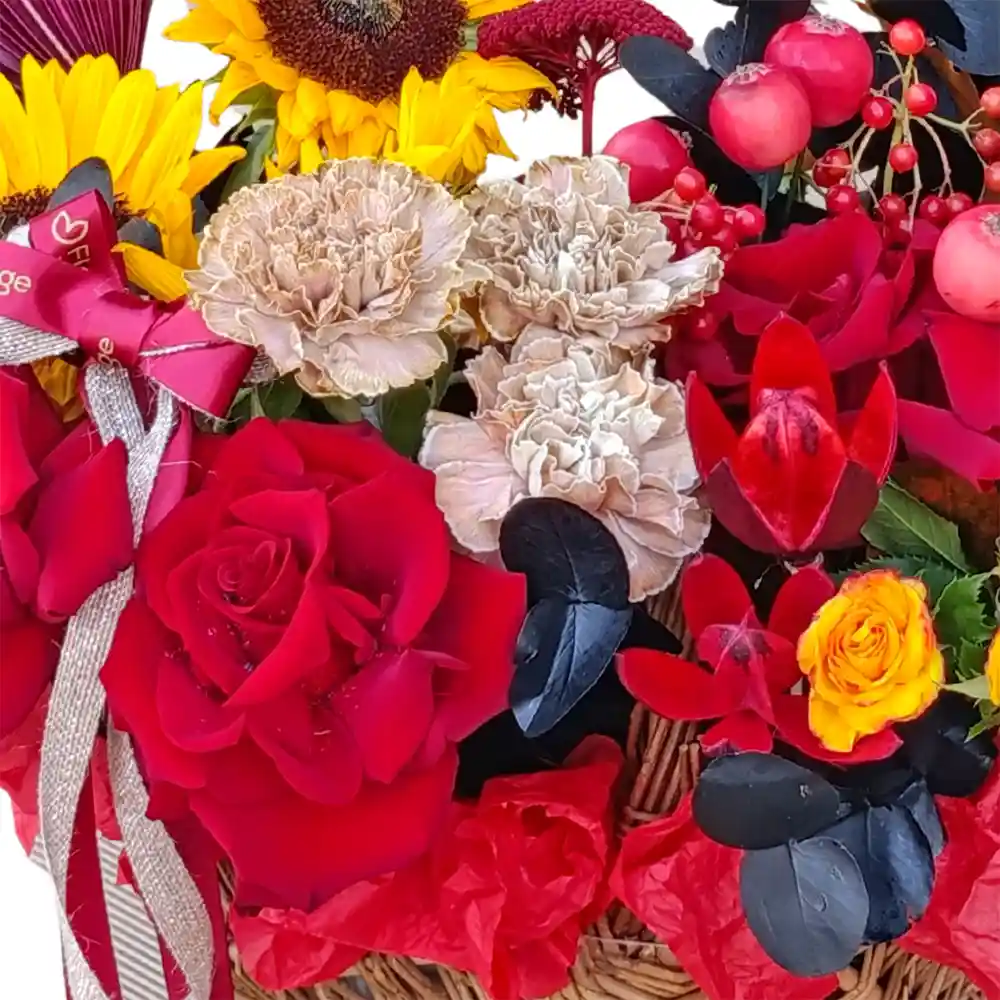Cos Autumn Basket - floarea-soarelui, maci si mere decorative, Fleurange Baia Mare [1]