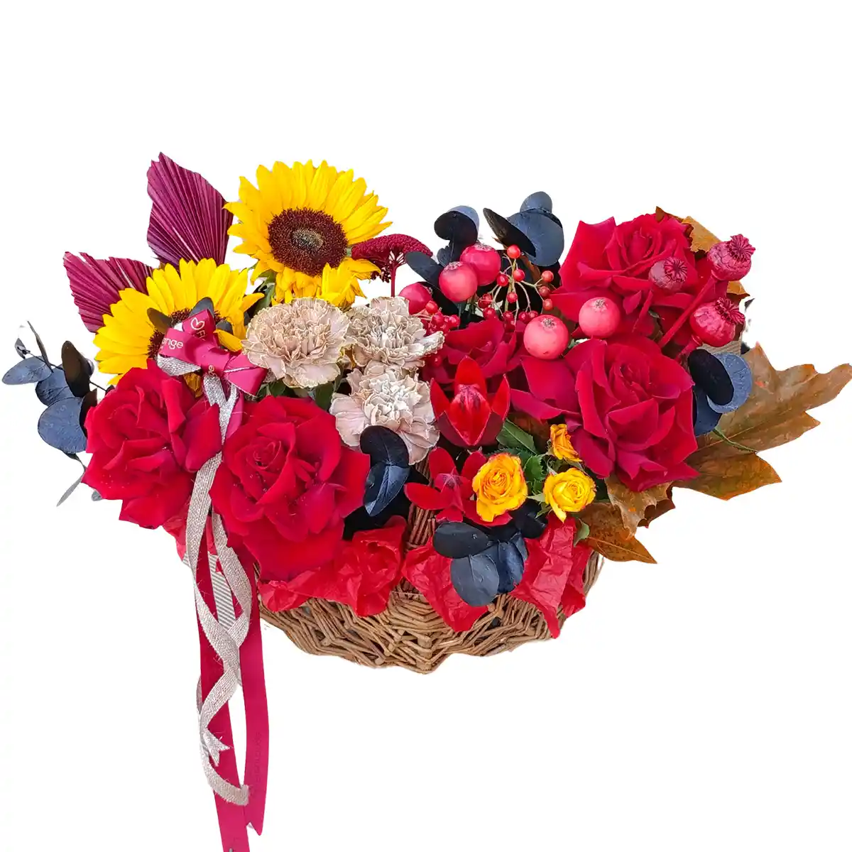 Cos Autumn Basket - floarea-soarelui, maci si mere decorative, Fleurange Baia Mare