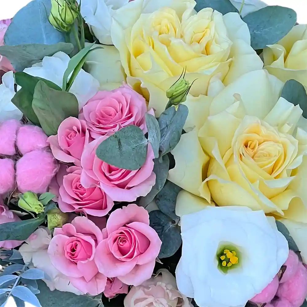 Aranjament Floral Grace - trandafiri, mini-rosa si bumbac, Fleurange Baia Mare [1]