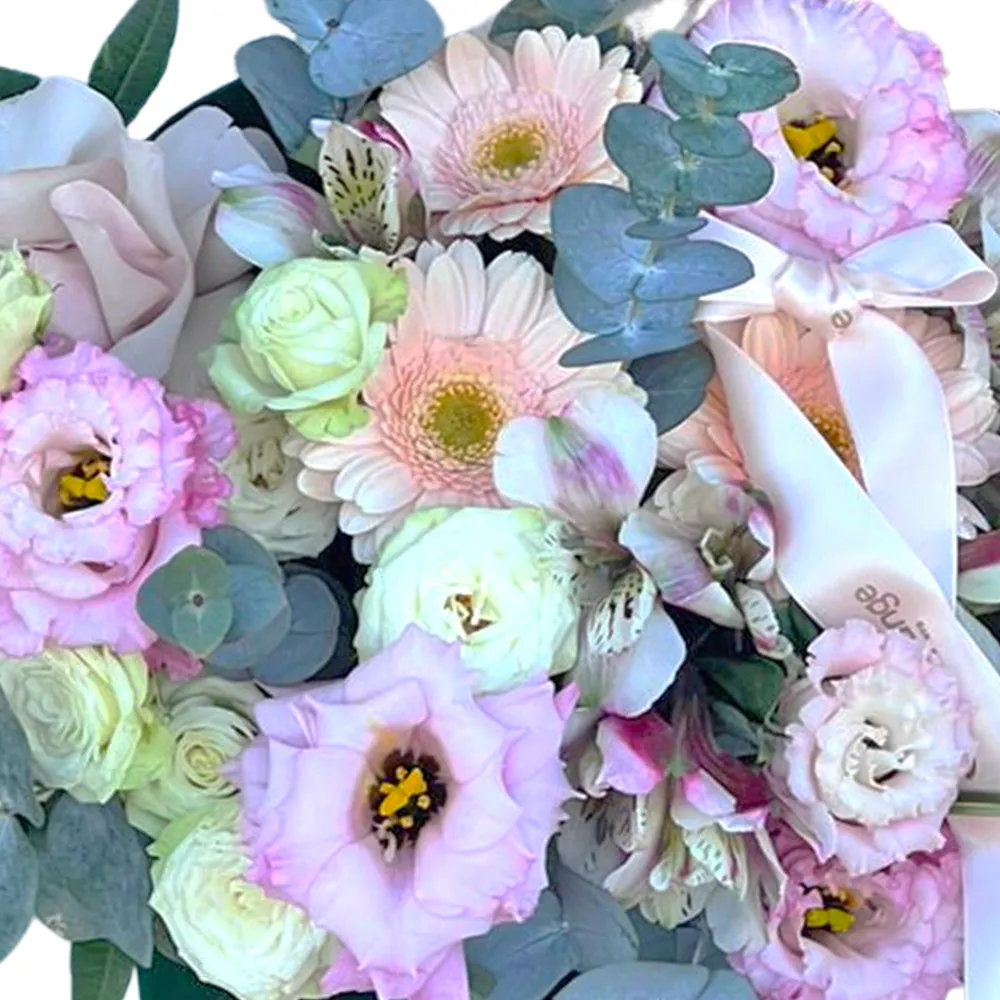 Aranjament Floral Te Iubesc Mama – germini, crini peruvieni, lisianthus, cutie catifea, Fleurange Baia Mare [1]