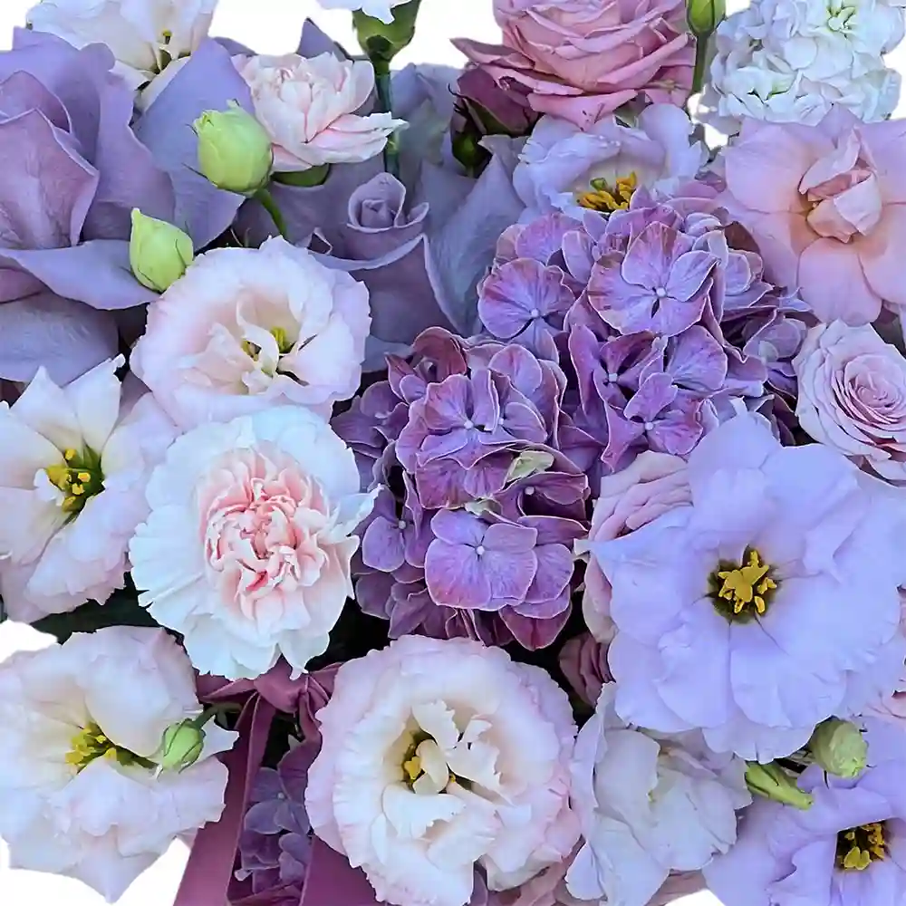 Aranjament Floral Wonderful - trandafiri, hortensie si matthiola mov, Fleurange Baia Mare [1]
