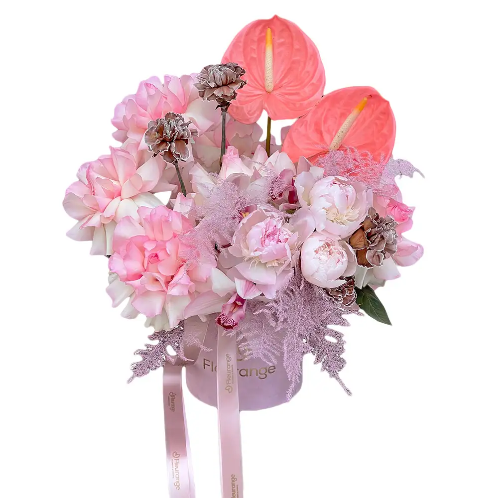 Aranjamente Flori Mixte - Aranjament Sweet Pink Premium – Cutie Catifea Fleurange Baia Mare