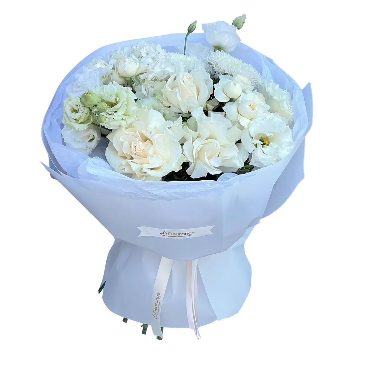 Buchete Mixte - Buchet Bianco Amore – hortensia alba, trandafiri si lisianthus, Fleurange Baia Mare