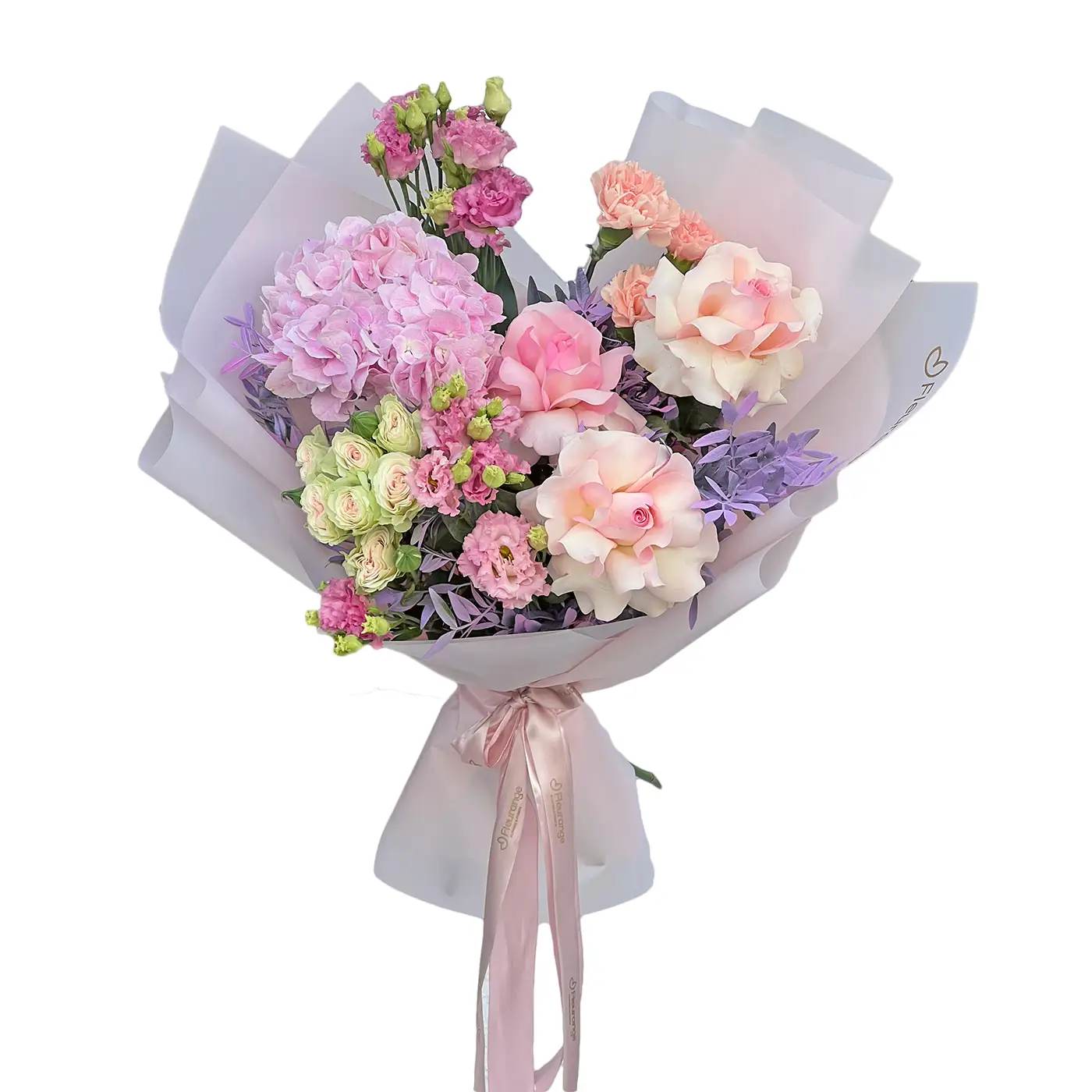 Buchete Mixte - Bouquet En Rose – hortensia trandafiri garoafe lisianthus roz, Fleurange Baia Mare