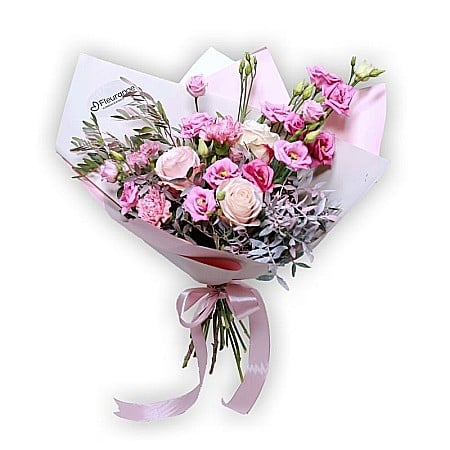 Buchete Flori - Buchet de flori cu trandafiri roz si garoafe