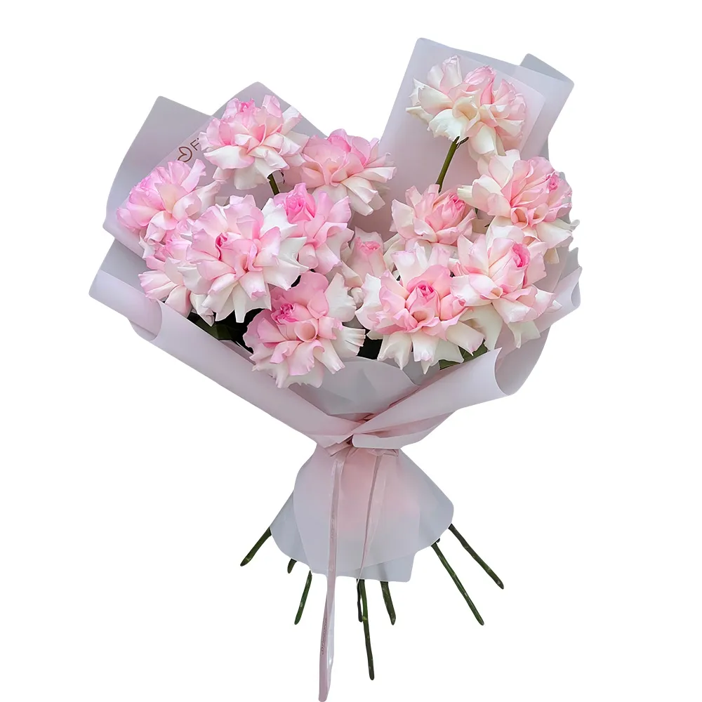 Buchete Trandafiri Roz - Buchet 13 Trandafiri Petalați Roz – Florarie Fleurange Baia Mare
