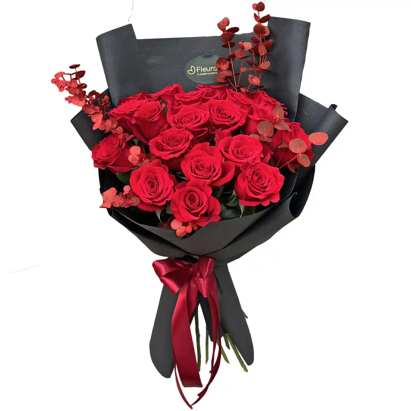 Buchet 19 Trandafiri Rosii si Eucalipt – Fleurange Baia Mare