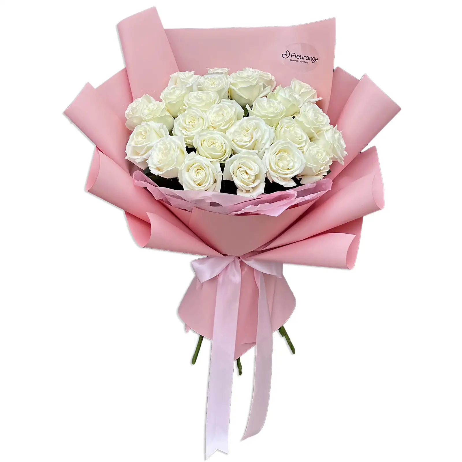 Buchet 25 Trandafiri Albi – Puritate și Eleganță – Fleurange.ro
