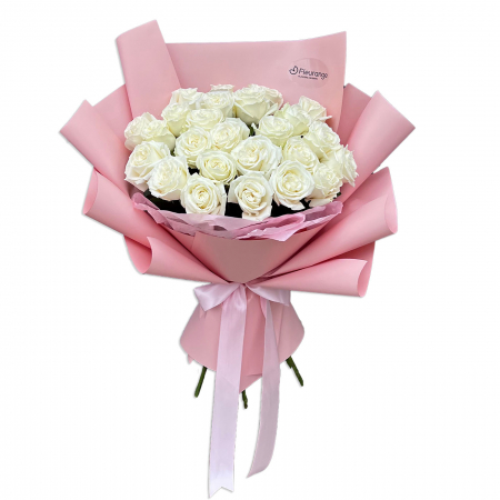 Buchete Flori - Buchet 25 Trandafiri Albi – Puritate și Eleganță – Fleurange.ro