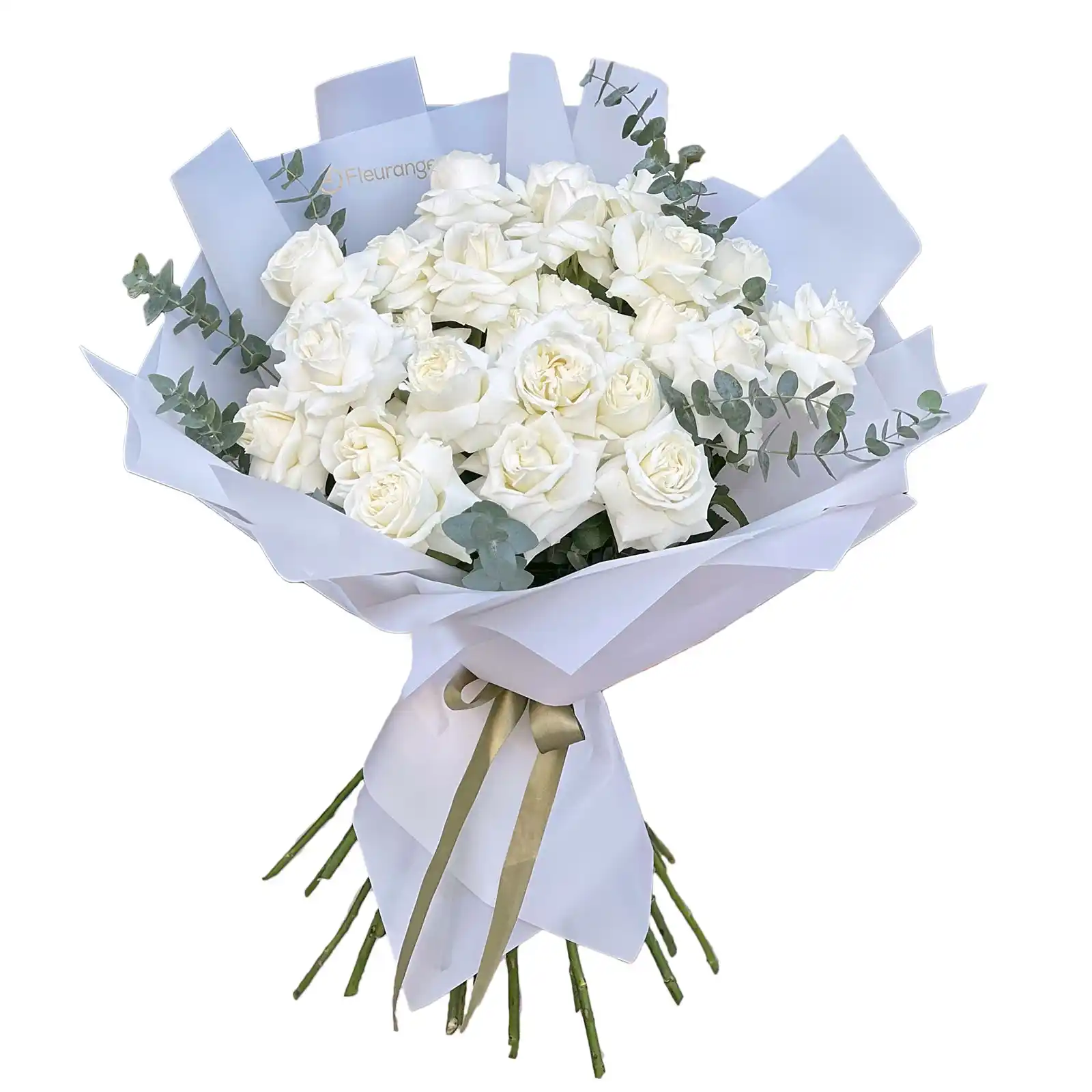 Buchete Flori - Buchet 30 Trandafiri Albi – Trandafiri Albi și Eucalipt, Fleurange Baia Mare