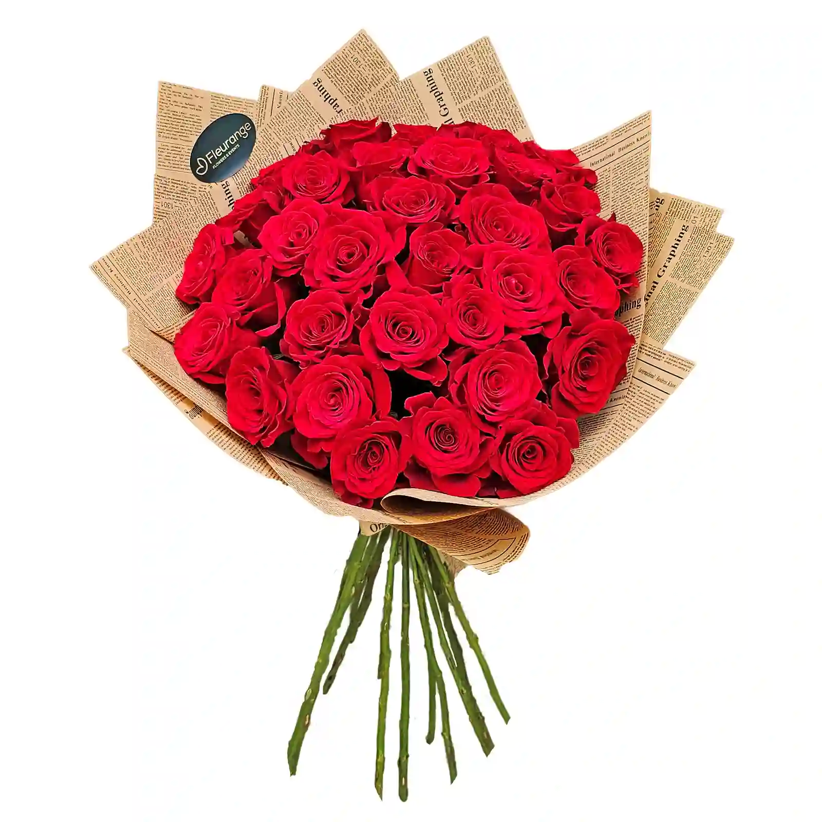 Buchet 33 Trandafiri – trandafiri rosii cu fundita iuta, Fleurange Baia Mare