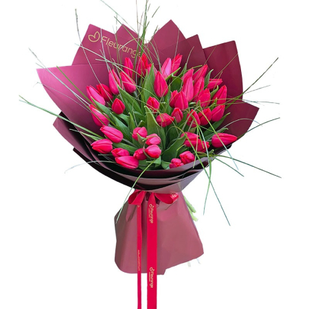 Flori de Primavara - Buchet de 40 lalele rosii