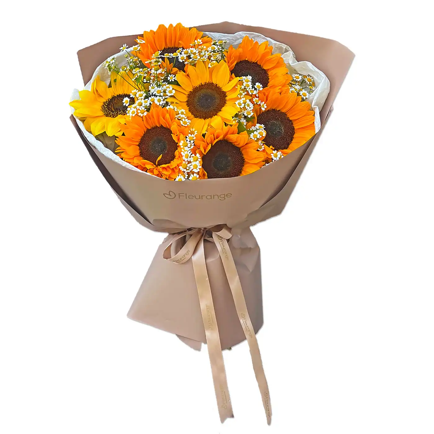 Flori de Ziua de Nastere — Buchete si Aranjamente - Buchet 7 Floarea Soarelui – helianthus si matricaria galben, Fleurange Baia Mare