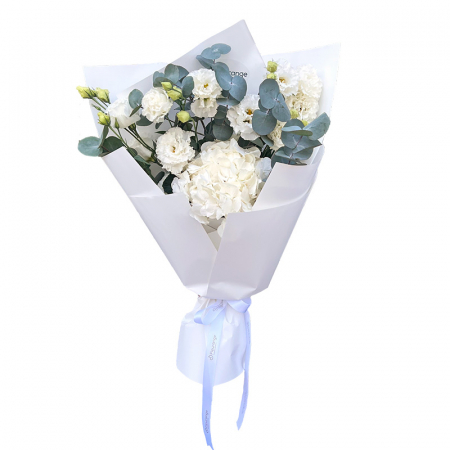 Buchete Hortensii - Buchet cu Lisianthus si Hortensia Alba