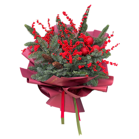Flori de Iarna - Buchet cu Brad si Ilex