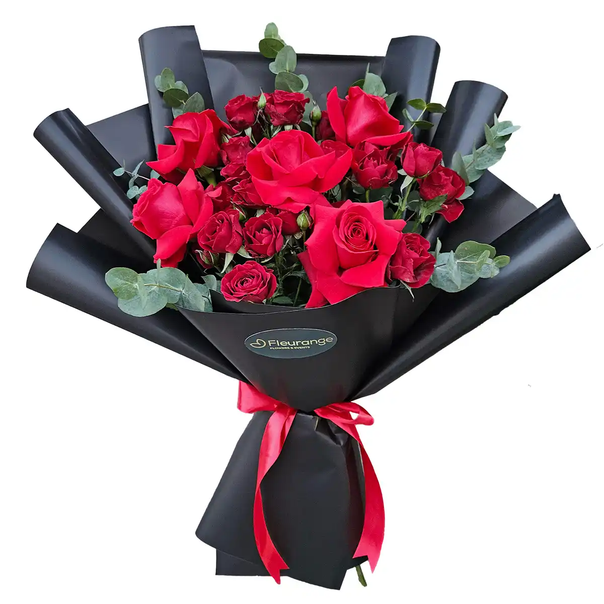 Valentine's Day - Buchet Endless Love – Trandafiri Rosii și Mini-Rosa cu Eucalipt, Fleurange Baia Mare