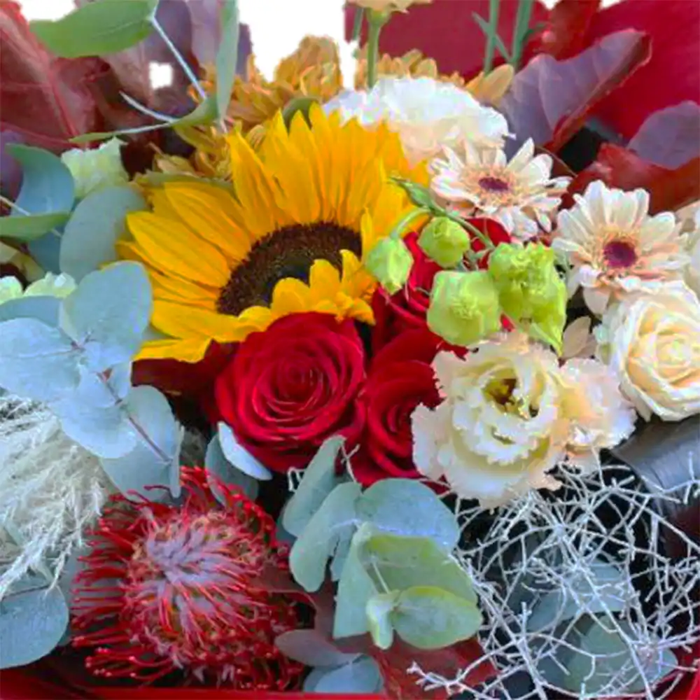 Buchet Enjoy Fall – helianthus crizanteme pampas quercus cordyline toamna, Fleurange Baia Mare [1]