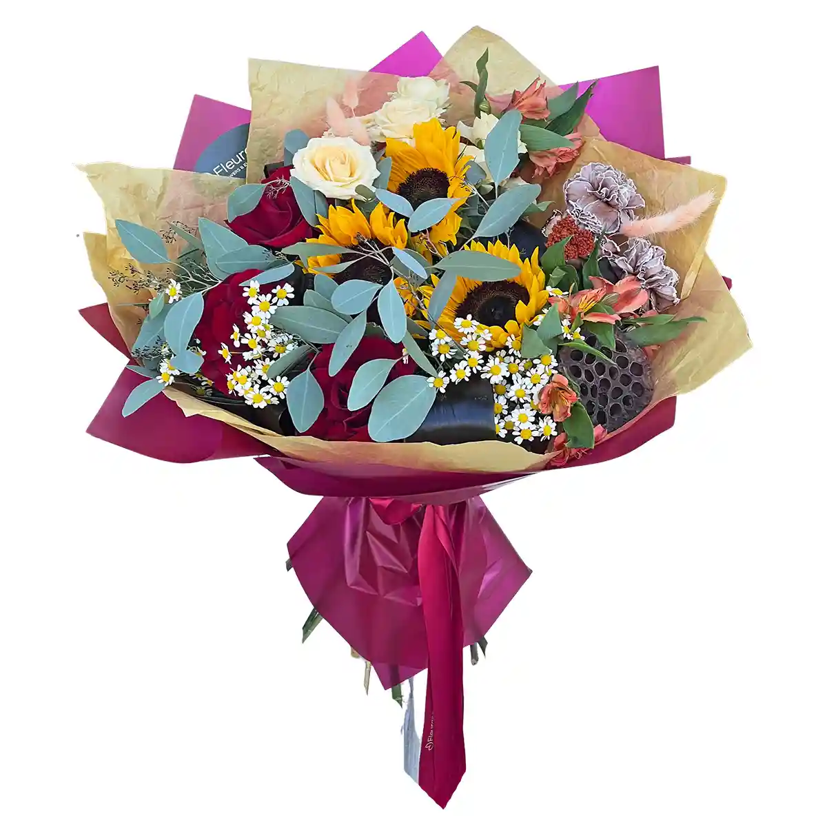 Buchete Mixte in Baia Mare - Buchet Enjoy Fall - helianthus si cordyline black, Fleurange Baia Mare