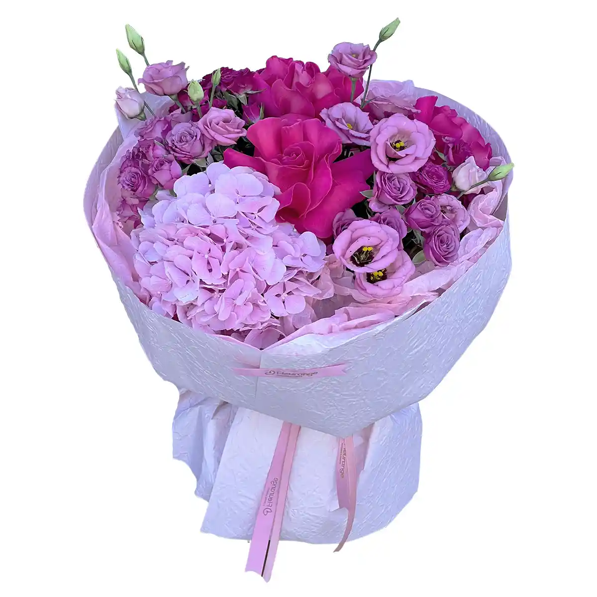 Buchete Mixte in Baia Mare - Buchet Fucsia - trandafiri Pink Floyd si hortensie, Fleurange Baia Mare