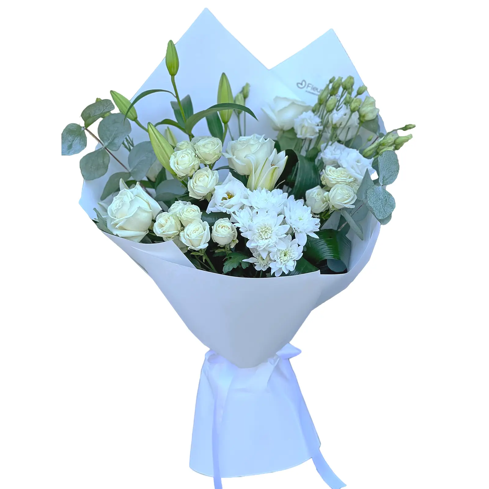 Funerar - Buchet Funerar Forever – crin imperial trandafiri lisianthus albi, Fleurange Baia Mare