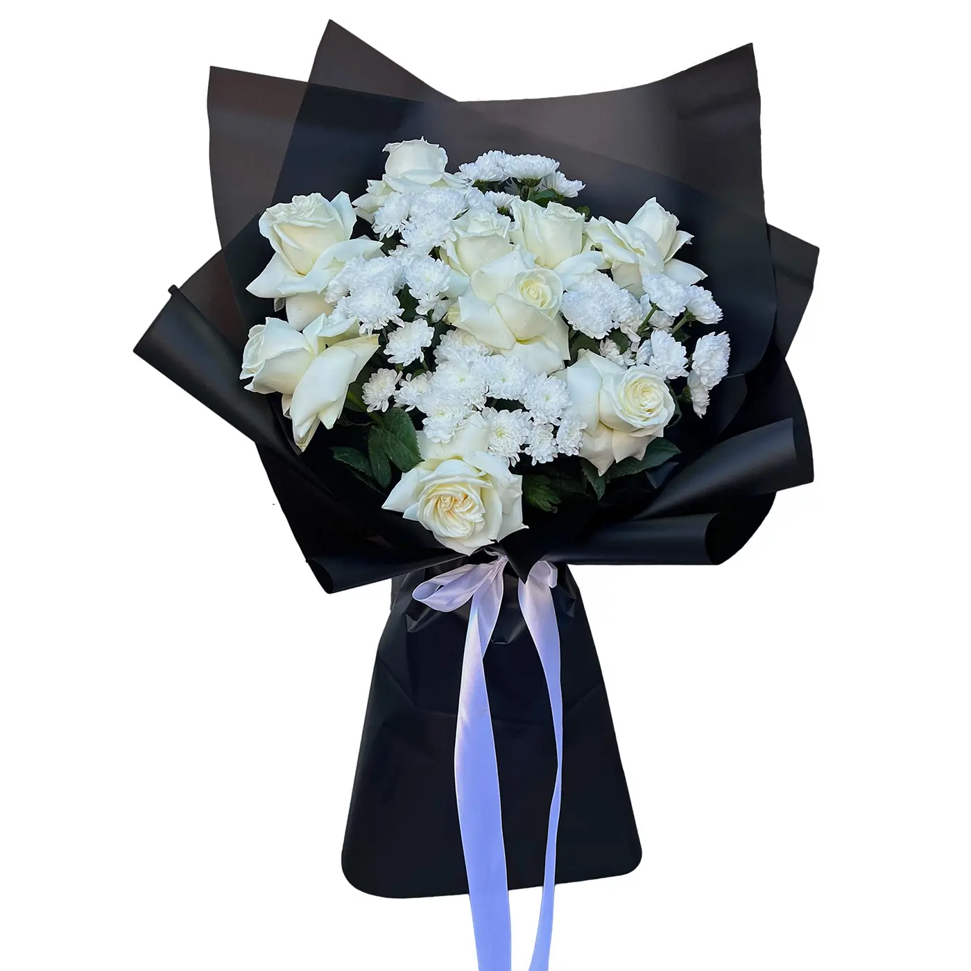 Buchete Funerare - Buchet Funerar Sincere Condoleanțe – 9 trandafiri și 7 crizanteme, Fleurange Baia Mare