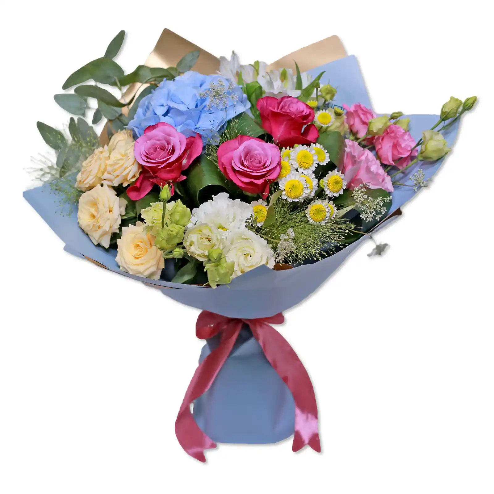 Buchet Hope – hortensia trandafiri lisianthus mov verde crem, Fleurange Baia Mare