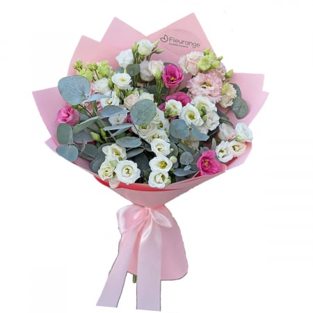 Buchetul Lisianthus Alb si Roz