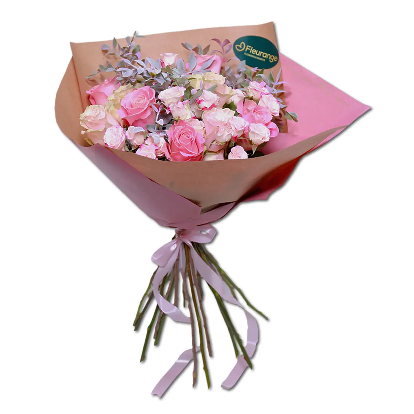 Buchet Mystique – trandafiri roz mini-rosa pistacia, Fleurange Baia Mare