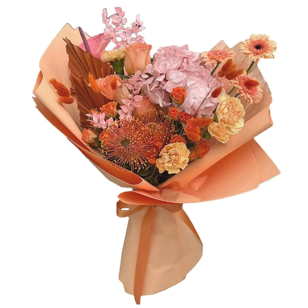 Buchete Flori - Buchet Portocaliu – Garoafe, Trandafiri, Germini și Hortensie, Fleurange Baia Mare