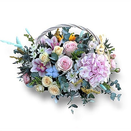 Aranjamente Florale - Cos cu Flori Diafan
