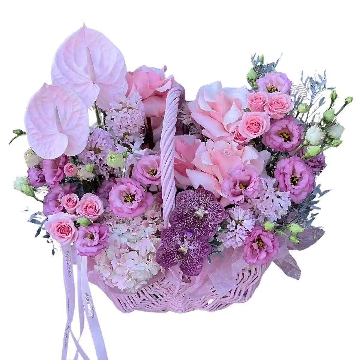 Cos cu Flori Rosalie – vanda, trandafiri, hortensie roz, Fleurange Baia Mare
