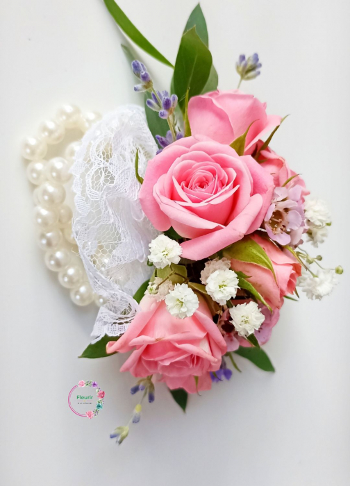 Corsaj cu Miniroze Roz și Lavandă [1]