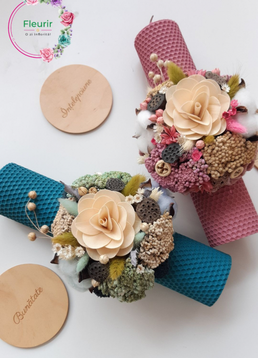 Lumânare Botez cu Accente Naturale – Eleganță și Simplitate [2]