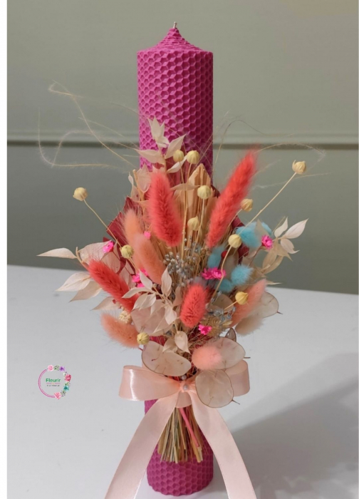 Lumânare Botez din Ceară Naturală Roz - Vibrația Culorilor [1]