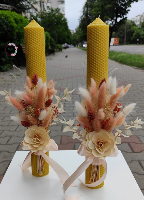 Lumânări de Cununie cu Flori Uscate - Farmec Rustic [1]