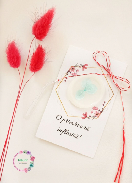 Mărțișor Handmade cu Hortensie Criogenată și Design Elegant [1]