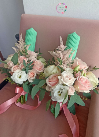 Lumânări de Cununie cu Flori Naturale în Nuanțe de Roz și Alb [1]