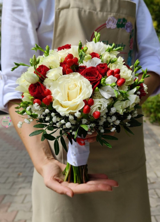 Nuntă - Buchet Mireasa în Roșu și Alb
