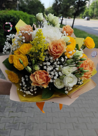 Buchete Flori - Buchet Sunshine cu Trandafiri și Lisianthus