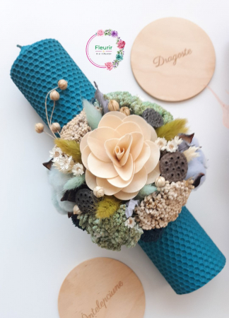 Botez - Lumânare Botez cu Accente Naturale – Eleganță și Simplitate