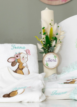 Lumânări Botez - Lumânare Botez Naturală Personalizată cu Decorațiuni Unice